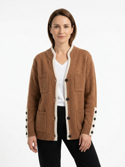 Cardigan Women Relaxed Fit Draped Button‑Front Knit