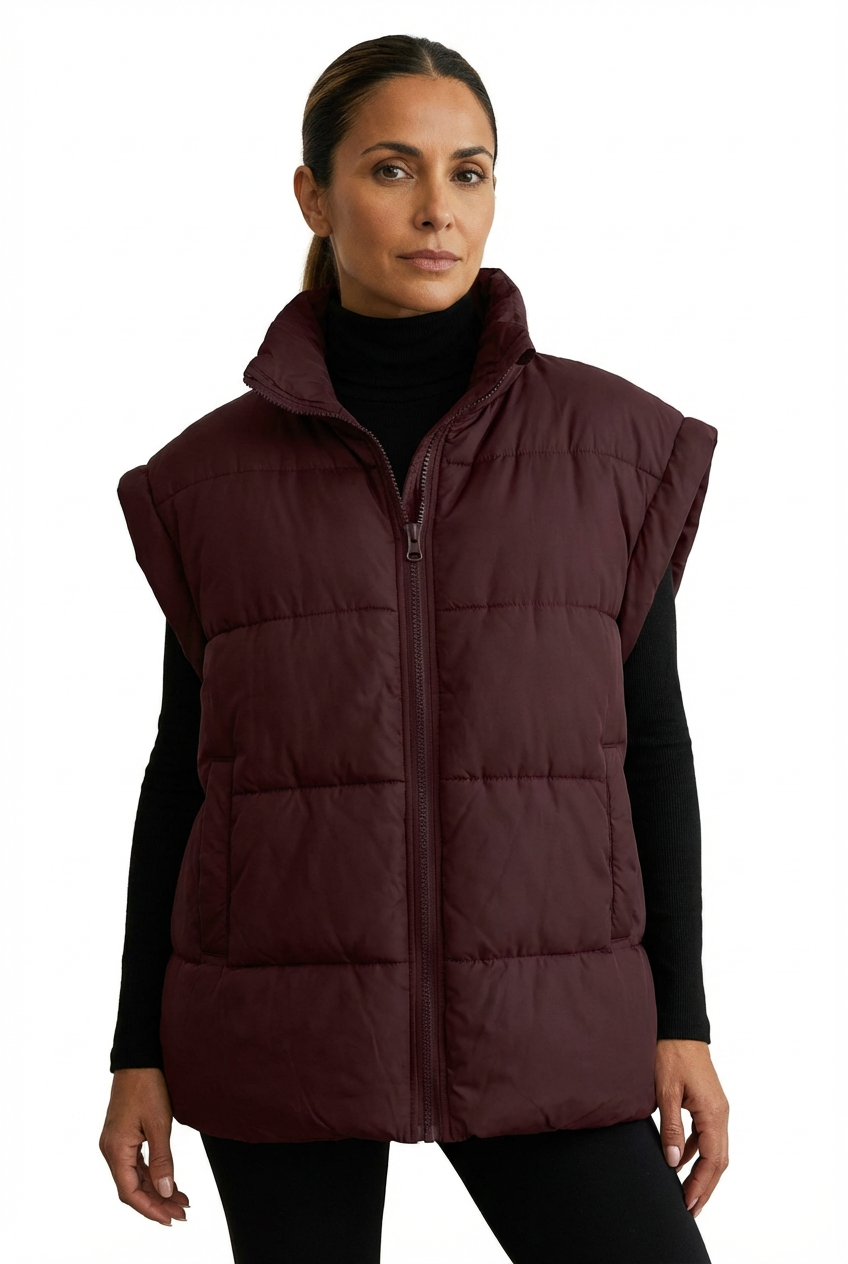 Vest Women Sleeveless Puffer Vest with High Collar