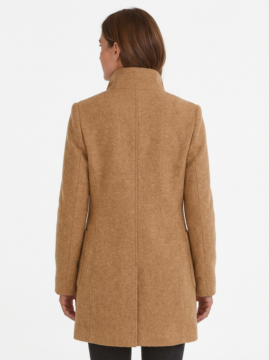 High-Collar Jacket Women Stand-Up Collar Longline Silhouette