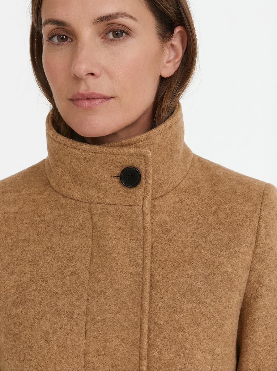 High-Collar Jacket Women Stand-Up Collar Longline Silhouette