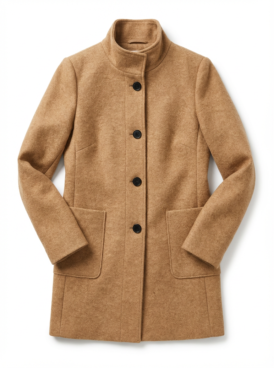 High-Collar Jacket Women Stand-Up Collar Longline Silhouette
