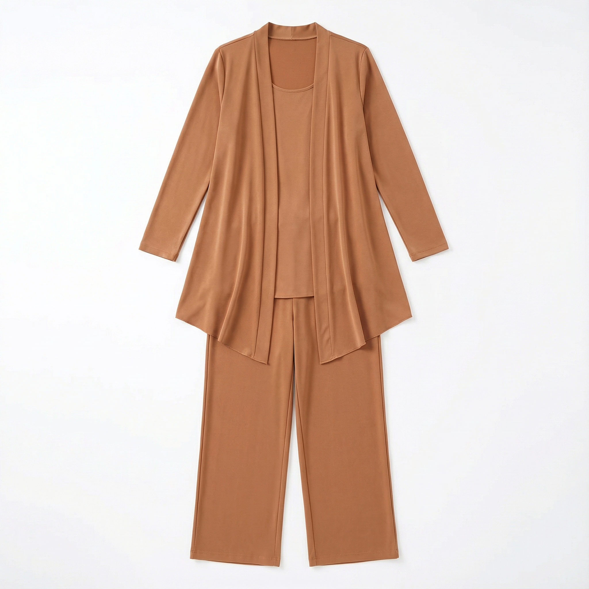Three‑Piece Pantsuit Women Relaxed Fit Jacket Top & Trousers