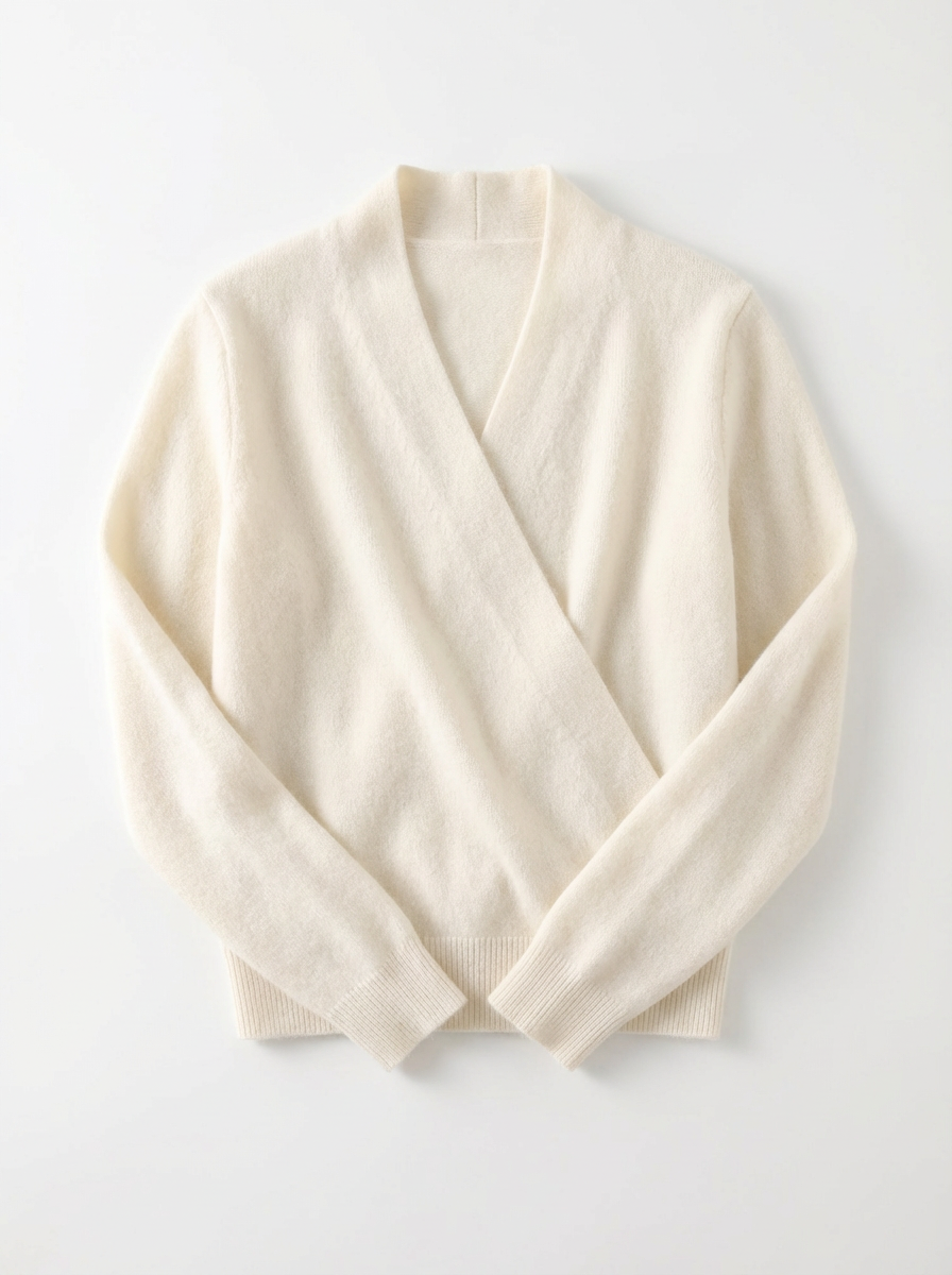 Sweater Women Wrap V‑Neck Relaxed Fit Crossed Wrap