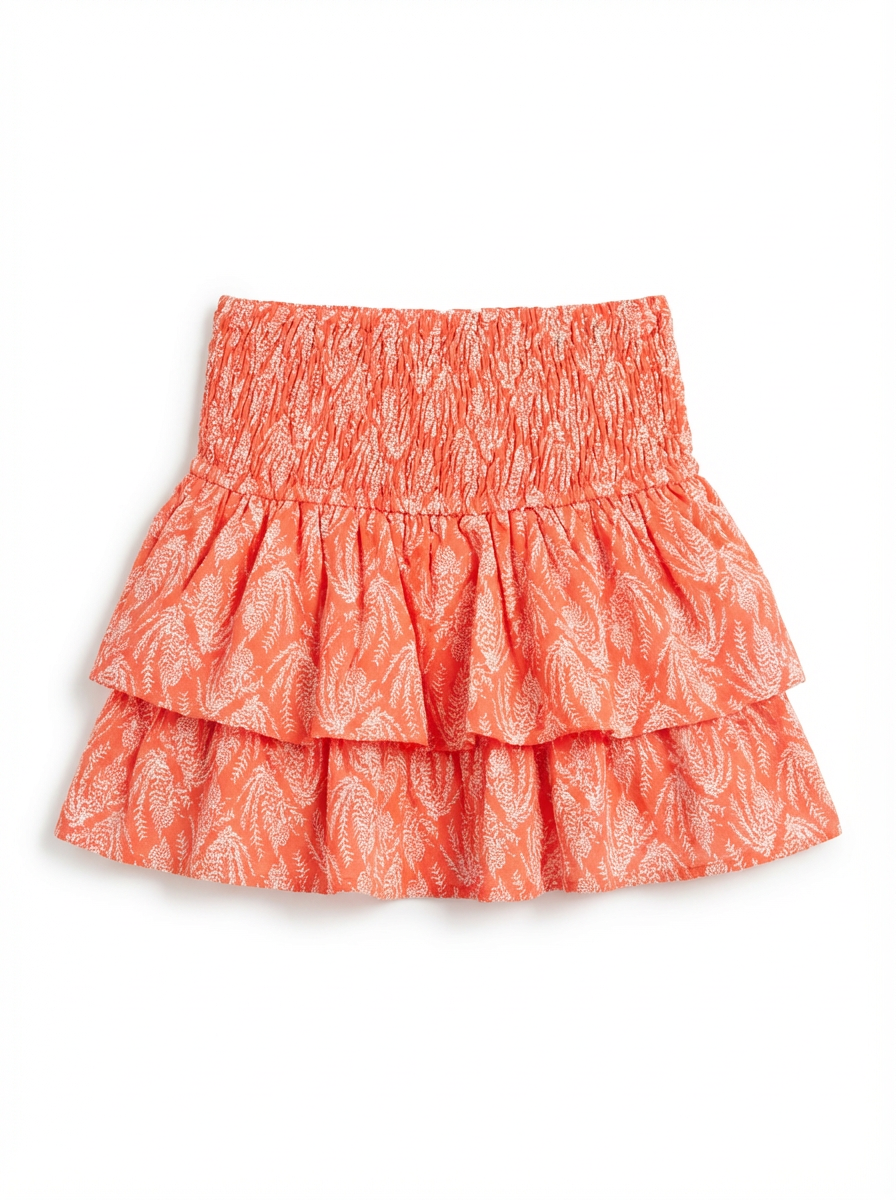 Mini Skirt Women Smocked Waist Volant Detail A-Line
