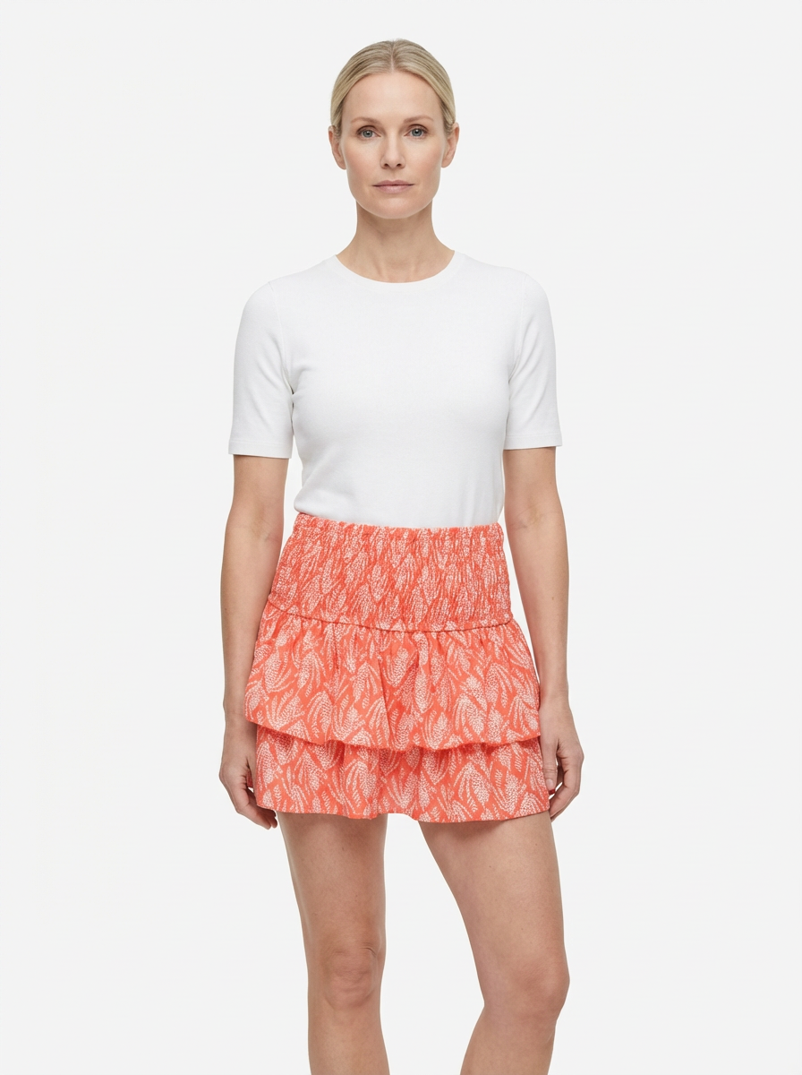 Mini Skirt Women Smocked Waist Volant Detail A-Line