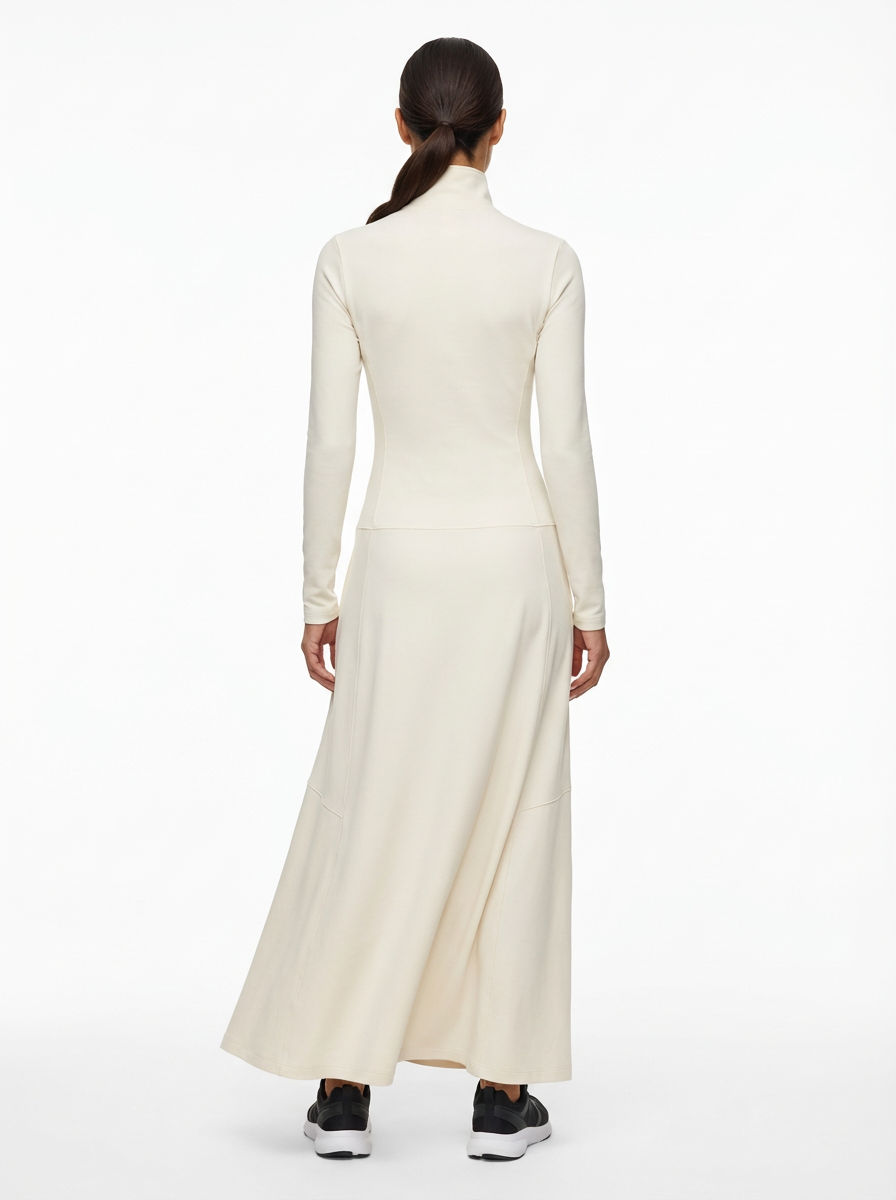 Dress Maxi Women Zipper Half-High Collar Loose Sport Style