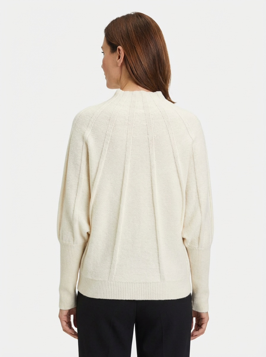 Sweater Women Ribbed Sunburst Pattern Relaxed Fit