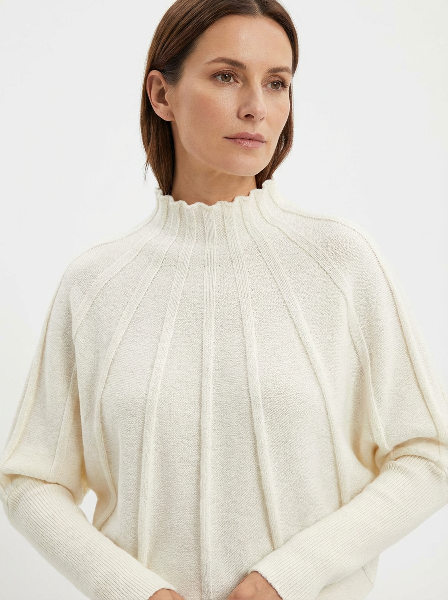 Sweater Women Ribbed Sunburst Pattern Relaxed Fit