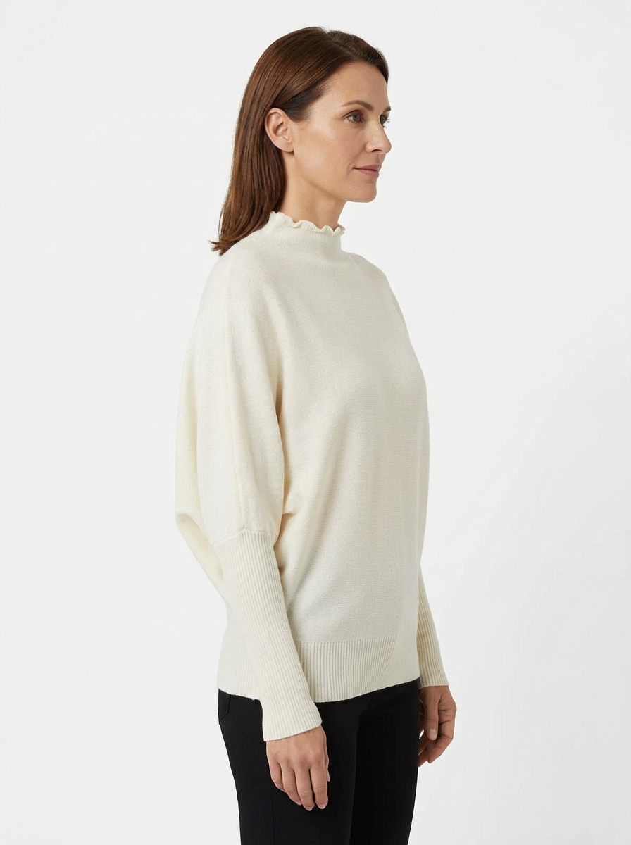 Sweater Women Ribbed Sunburst Pattern Relaxed Fit