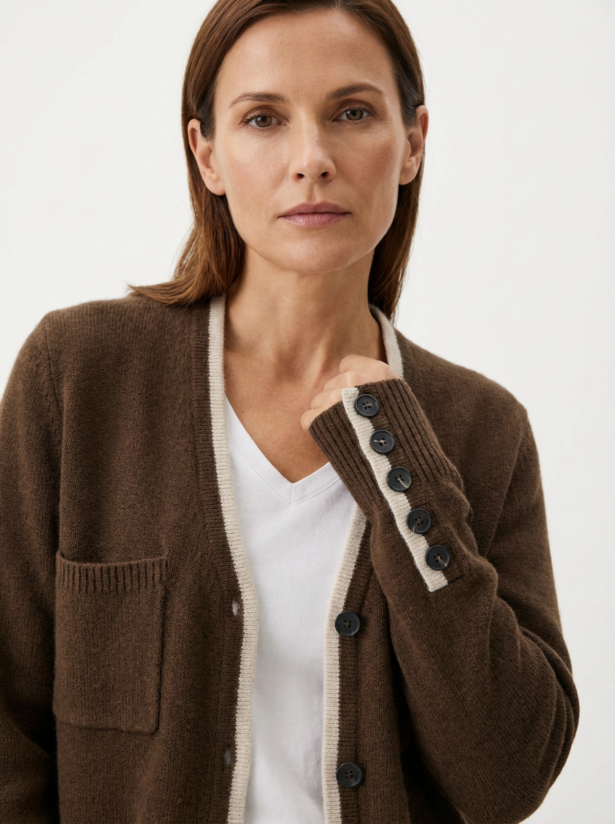 Cardigan Women Relaxed Fit Draped Button‑Front Knit