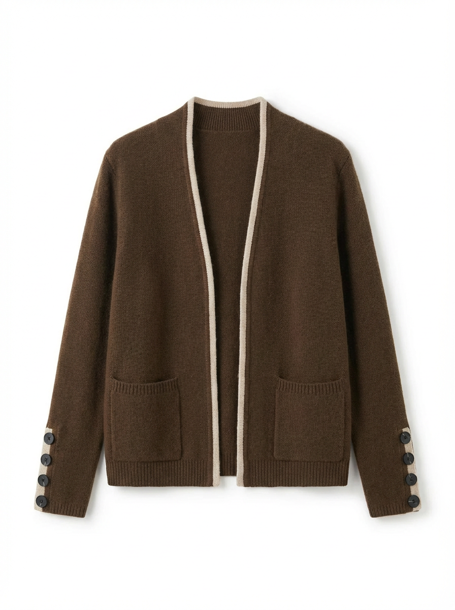 Cardigan Women Relaxed Fit Draped Button‑Front Knit