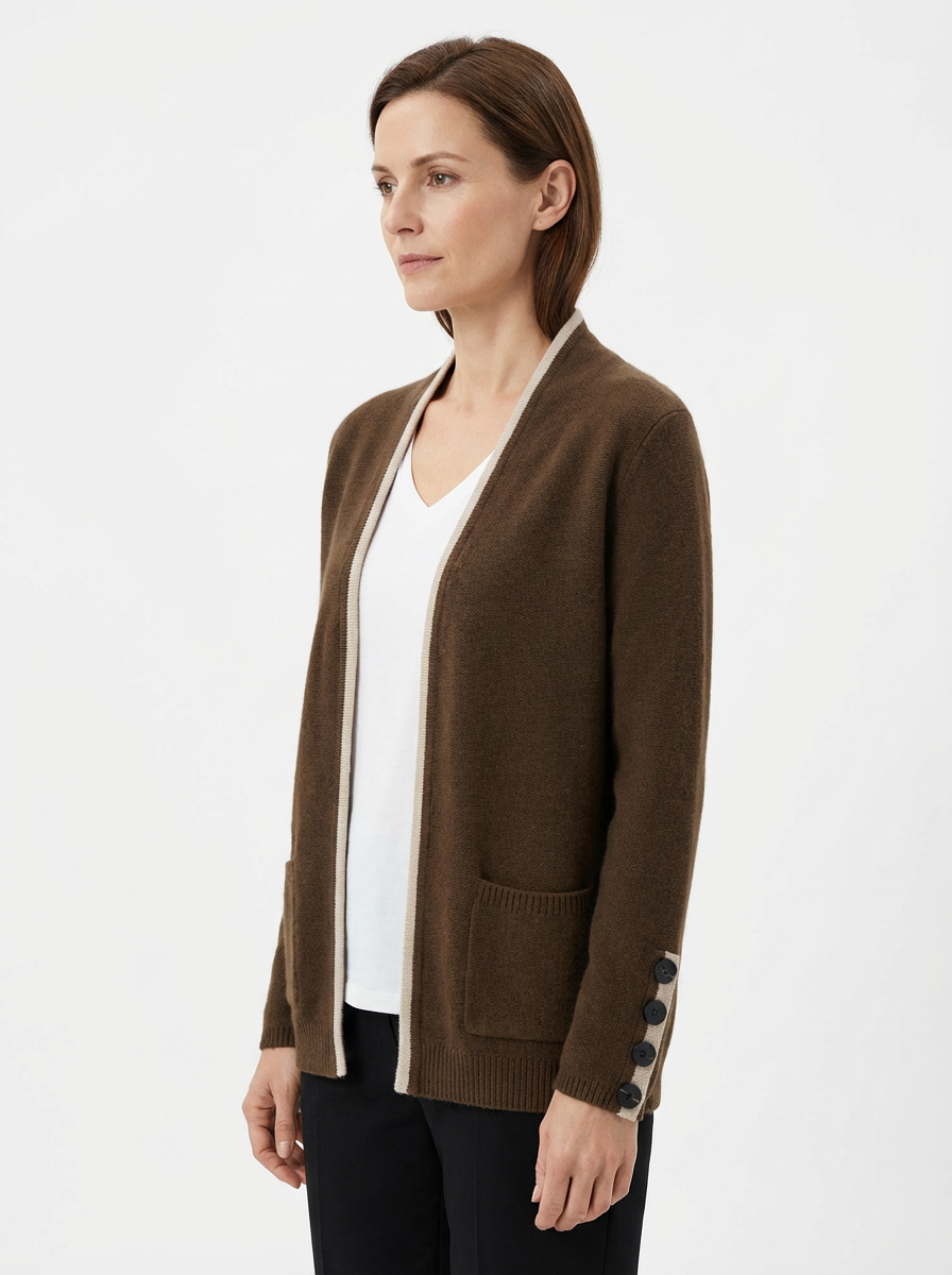 Cardigan Women Relaxed Fit Draped Button‑Front Knit