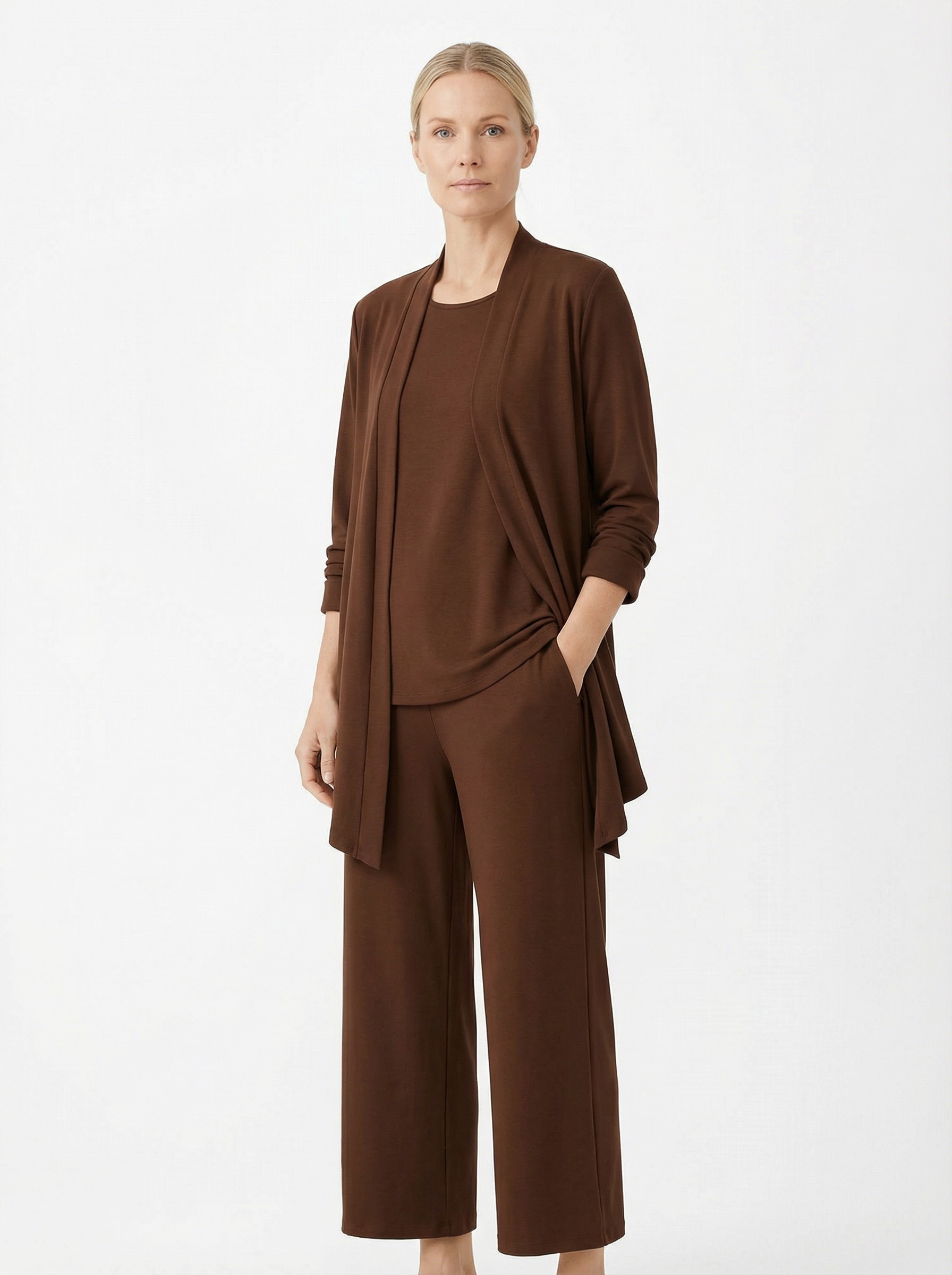 Three‑Piece Pantsuit Women Relaxed Fit Jacket Top & Trousers