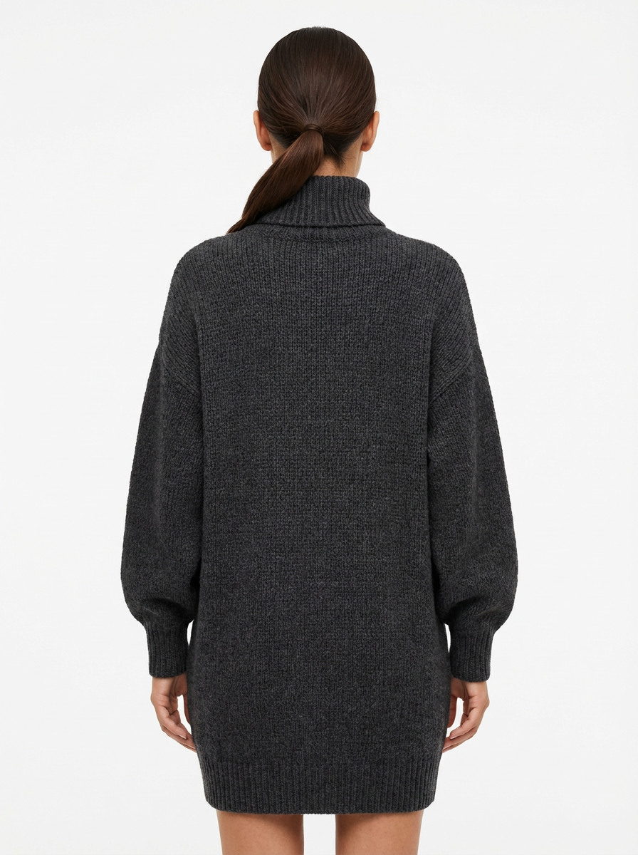 Mini Dress Women Loose Fit Long Sleeve Crew Neck Vintage Style