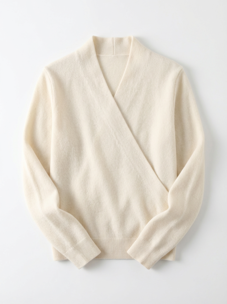 Sweater Women Wrap V‑Neck Relaxed Fit Crossed Wrap