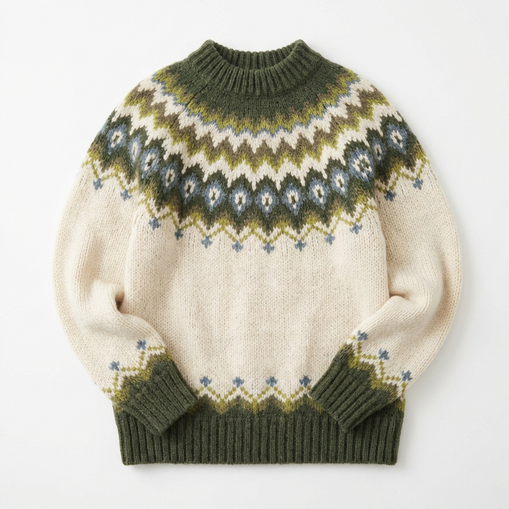 Sweater Women Nordic Pattern Knitted Relaxed Fit