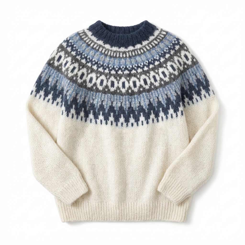 Sweater Women Nordic Pattern Knitted Relaxed Fit