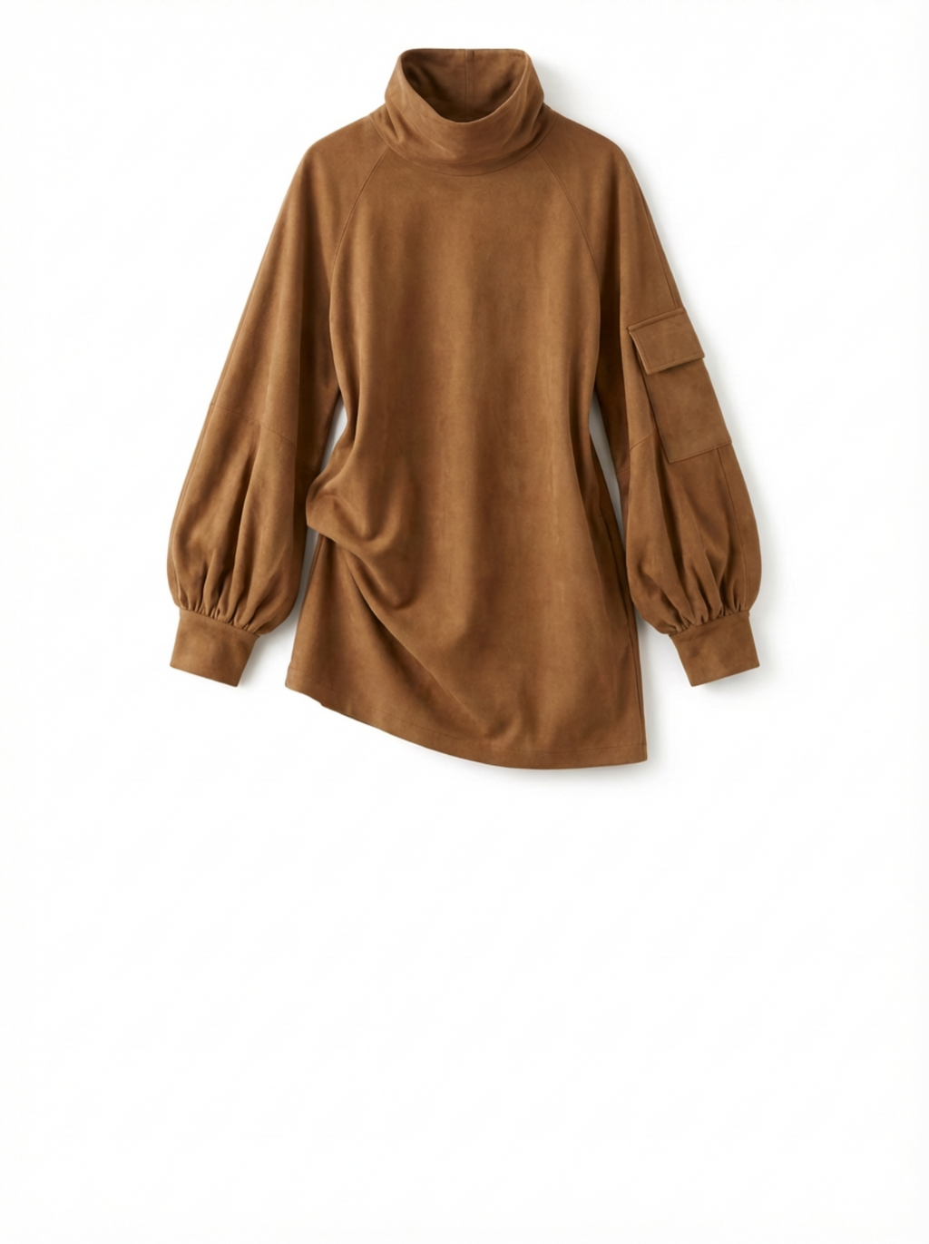 Mini Dress Women Loose Fit Turtleneck Long Sleeves Retro Style
