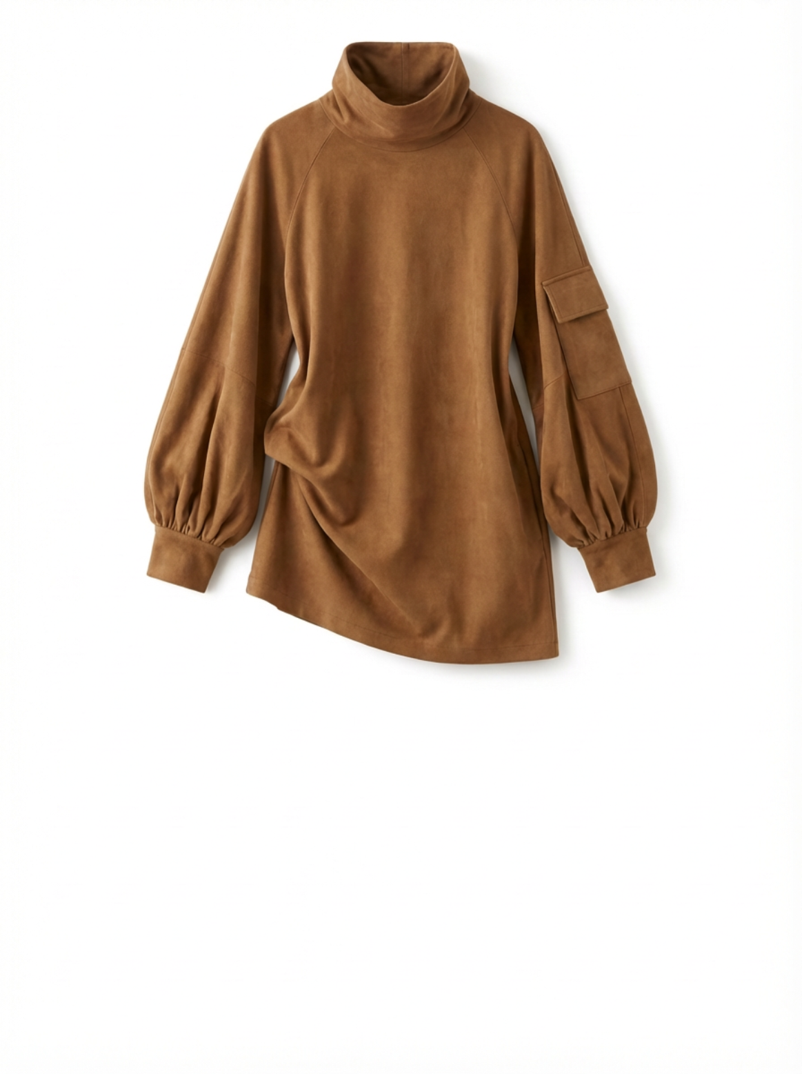 Mini Dress Women Loose Fit Turtleneck Long Sleeves Retro Style