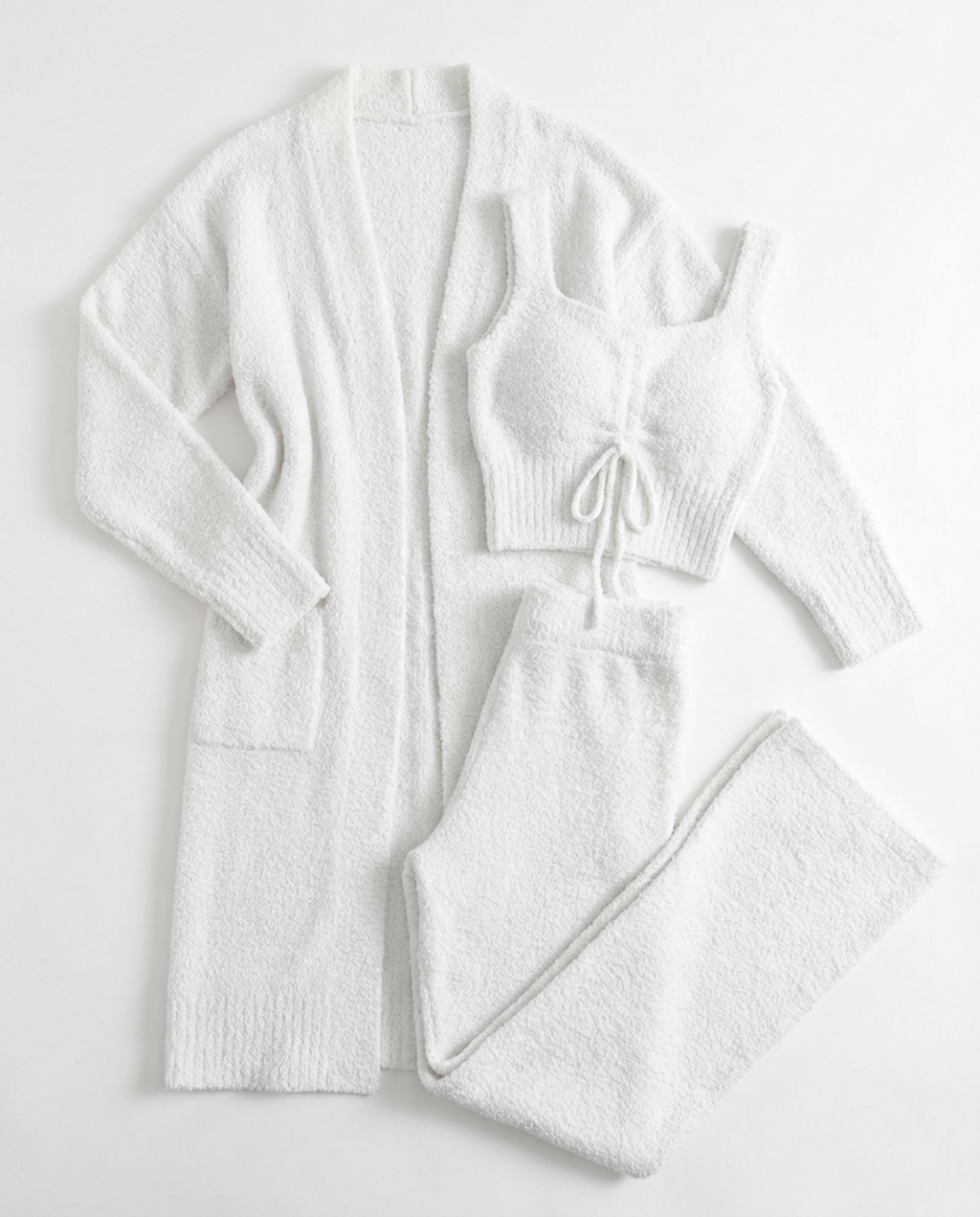 Pajama Set Women 3‑Piece Plush Homewear Set Jacket & Pants