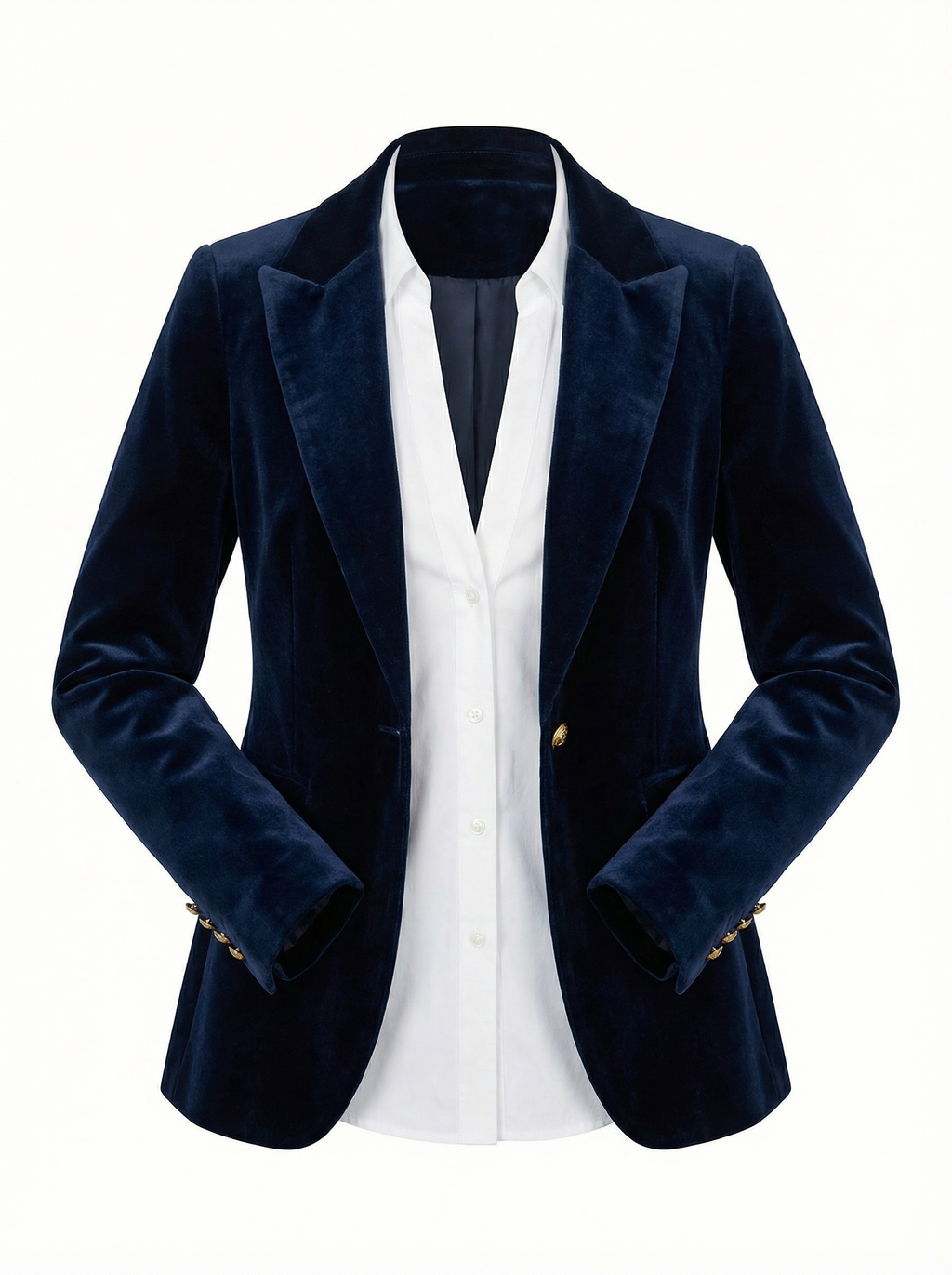 Blazer Women Tailored Fit Classic Lapel Gold Button Details