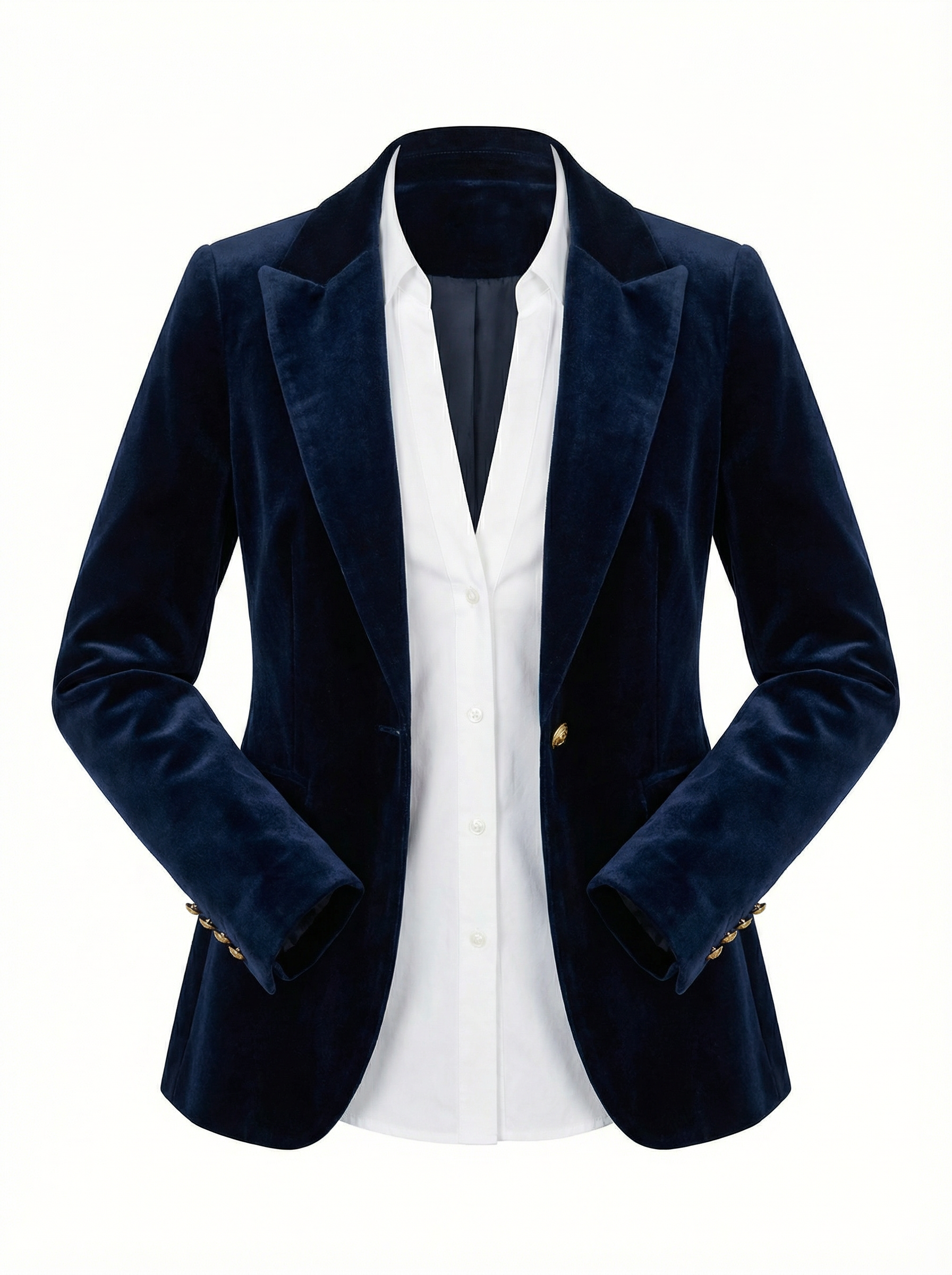 Blazer Women Tailored Fit Classic Lapel Gold Button Details