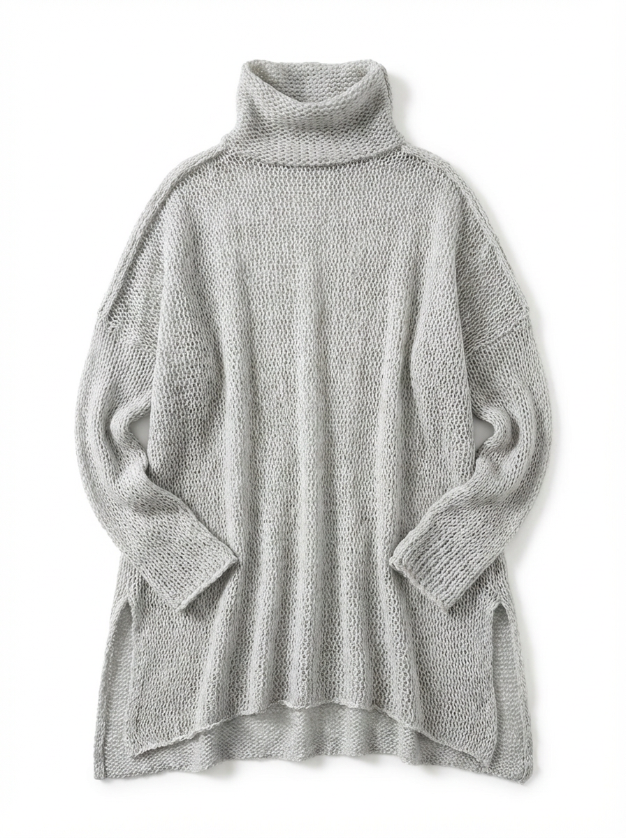 Oversized Turtleneck Sweater Women Loose Fit Hip-Length
