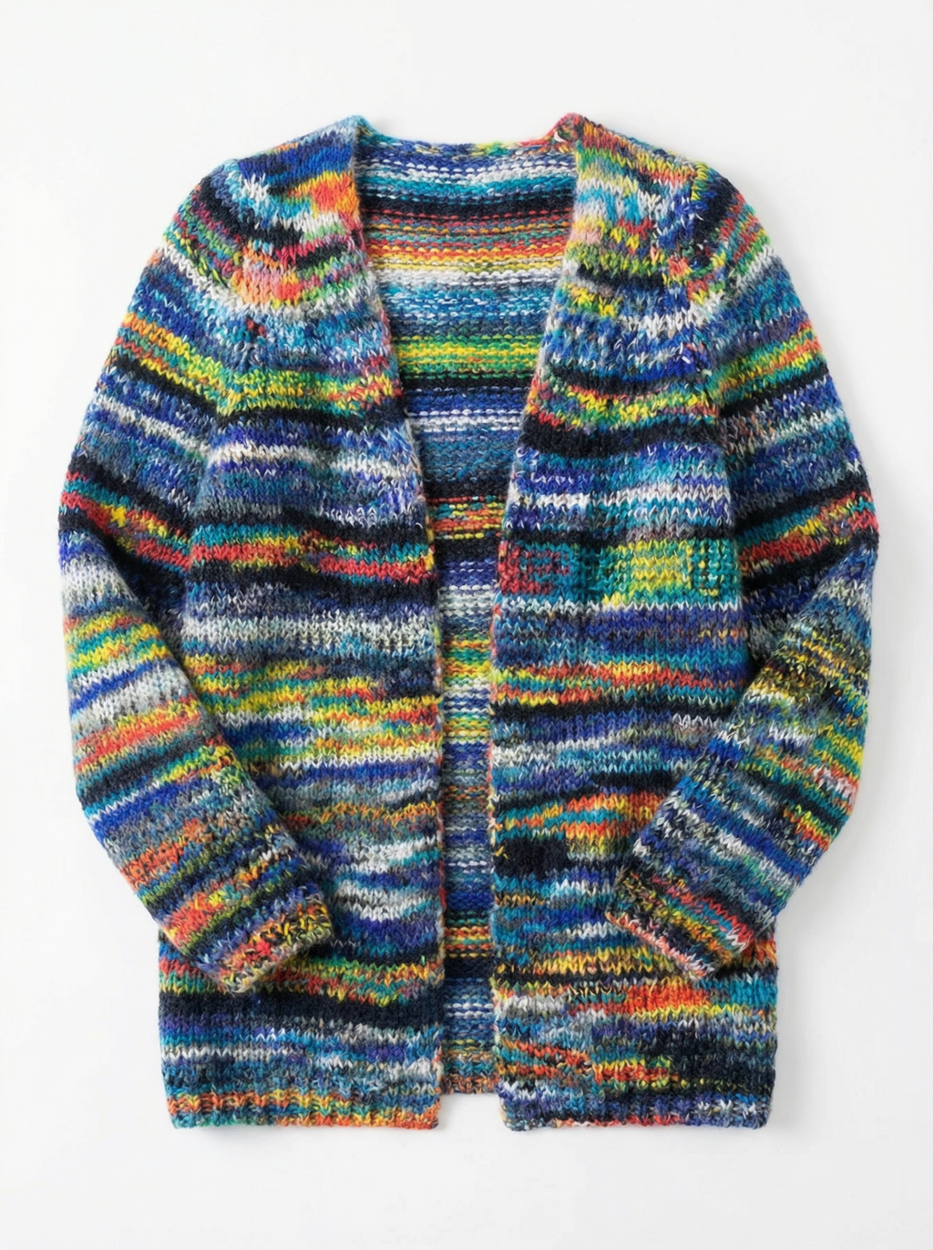 Cardigan Women Open Front Contrast Stripes