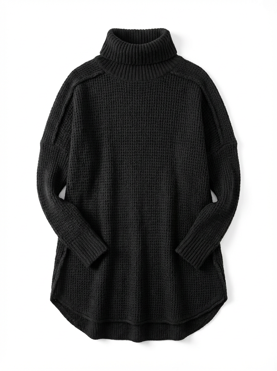 Oversized Turtleneck Sweater Women Loose Fit Hip-Length