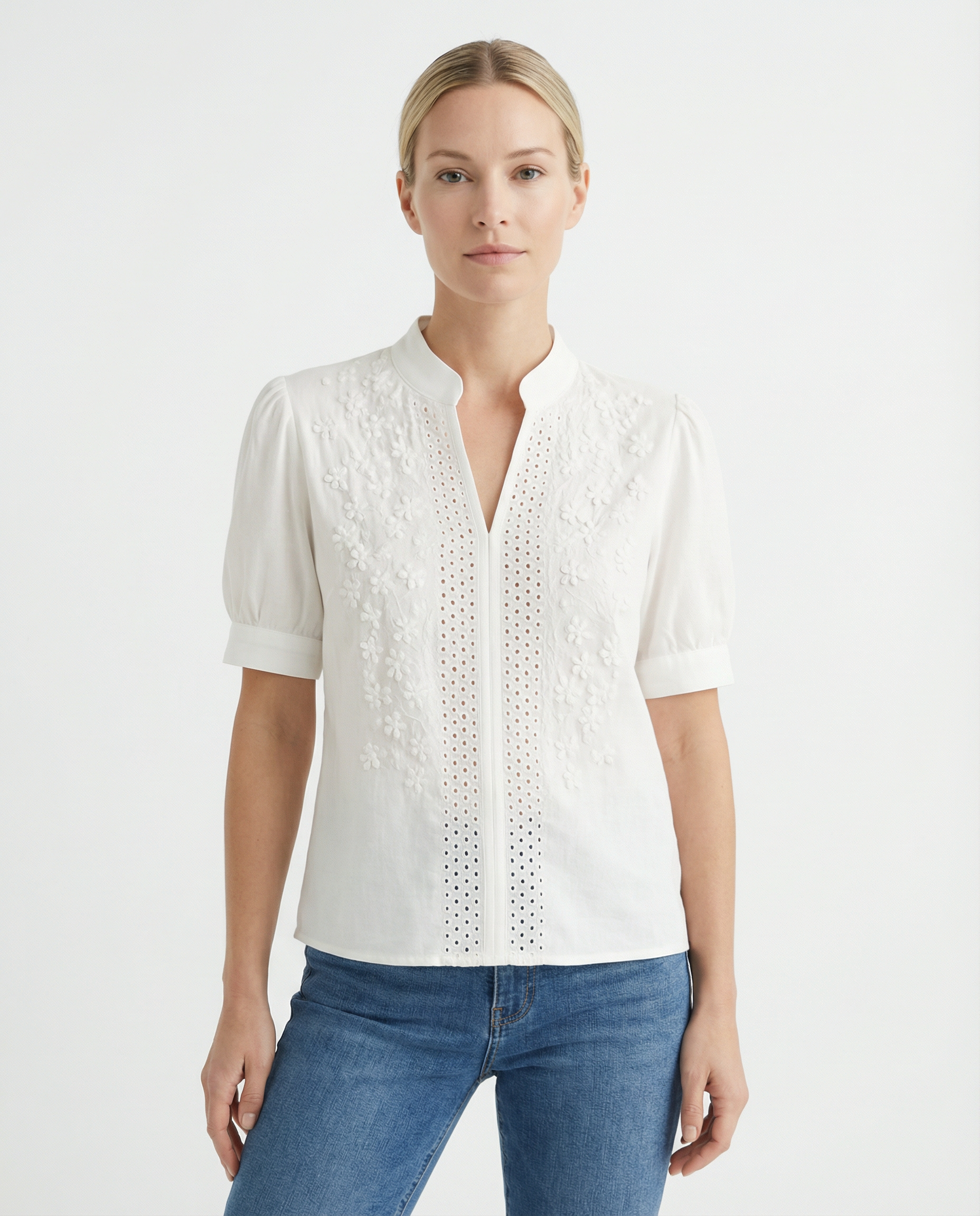 Blouse Women Classic Collar Button Closure Tailored Silhouette