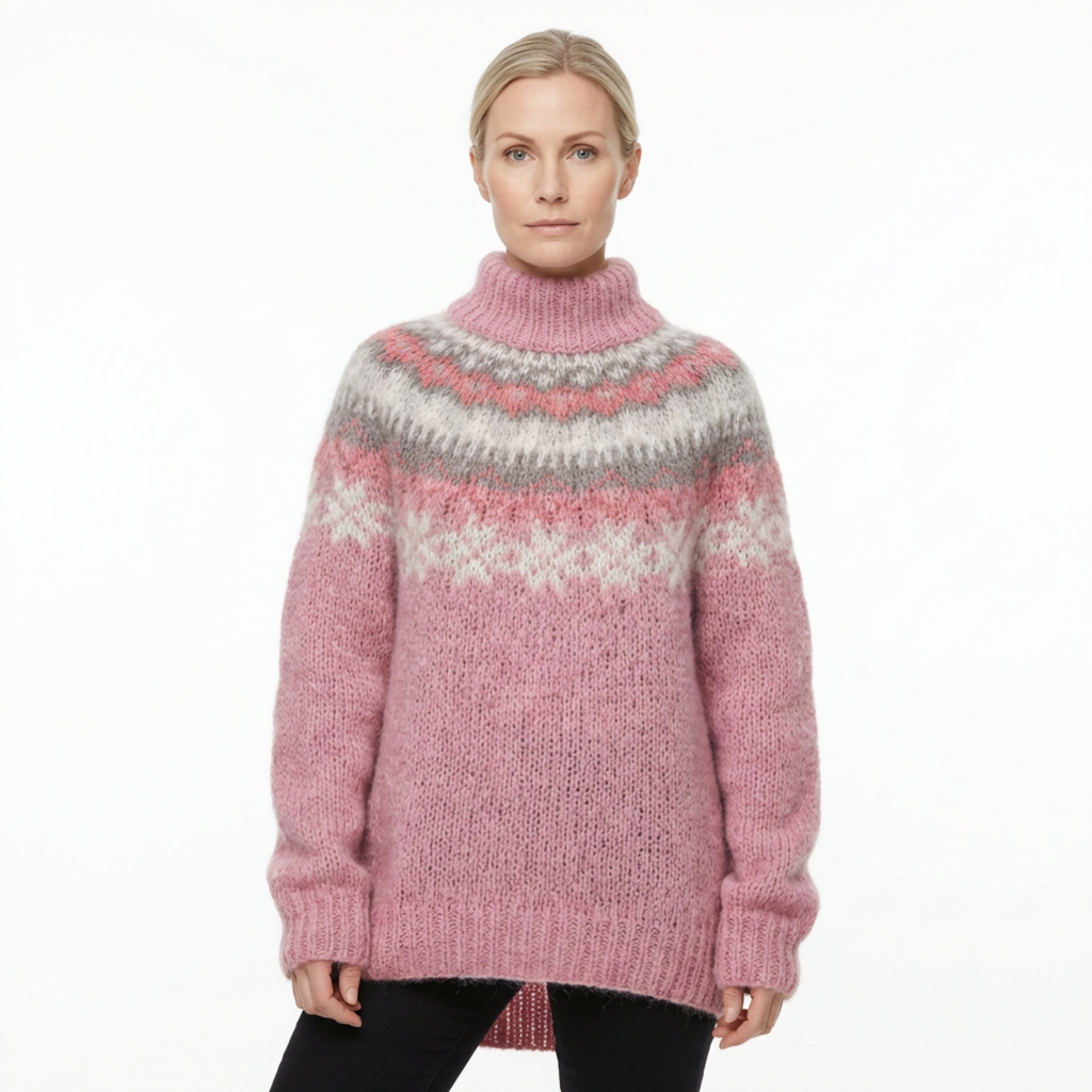 Sweater Women Nordic Pattern Knitted Relaxed Fit