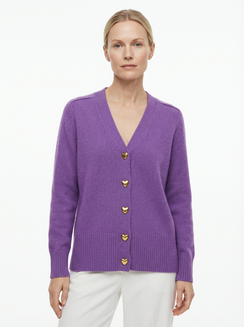 Cardigan Women Knitted Button Front Hip-Length