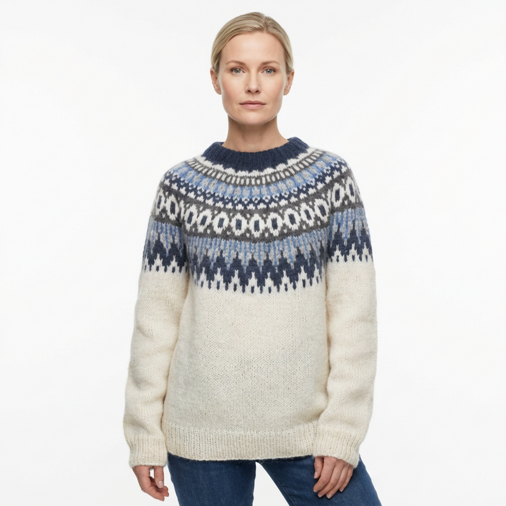 Sweater Women Nordic Pattern Knitted Relaxed Fit
