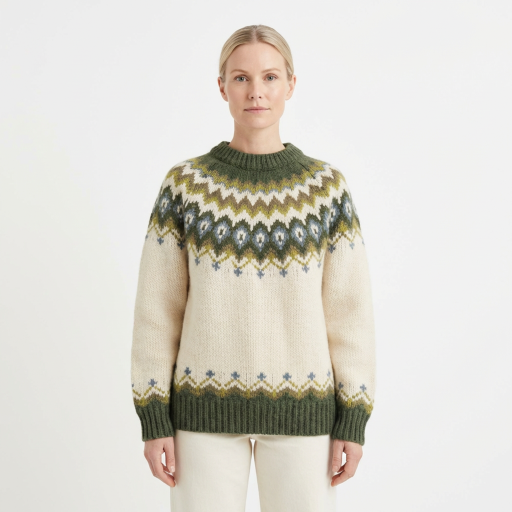 Sweater Women Nordic Pattern Knitted Relaxed Fit