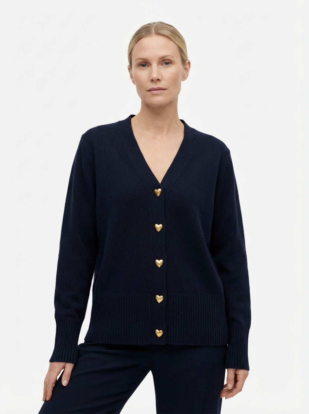 Cardigan Women Knitted Button Front Hip-Length
