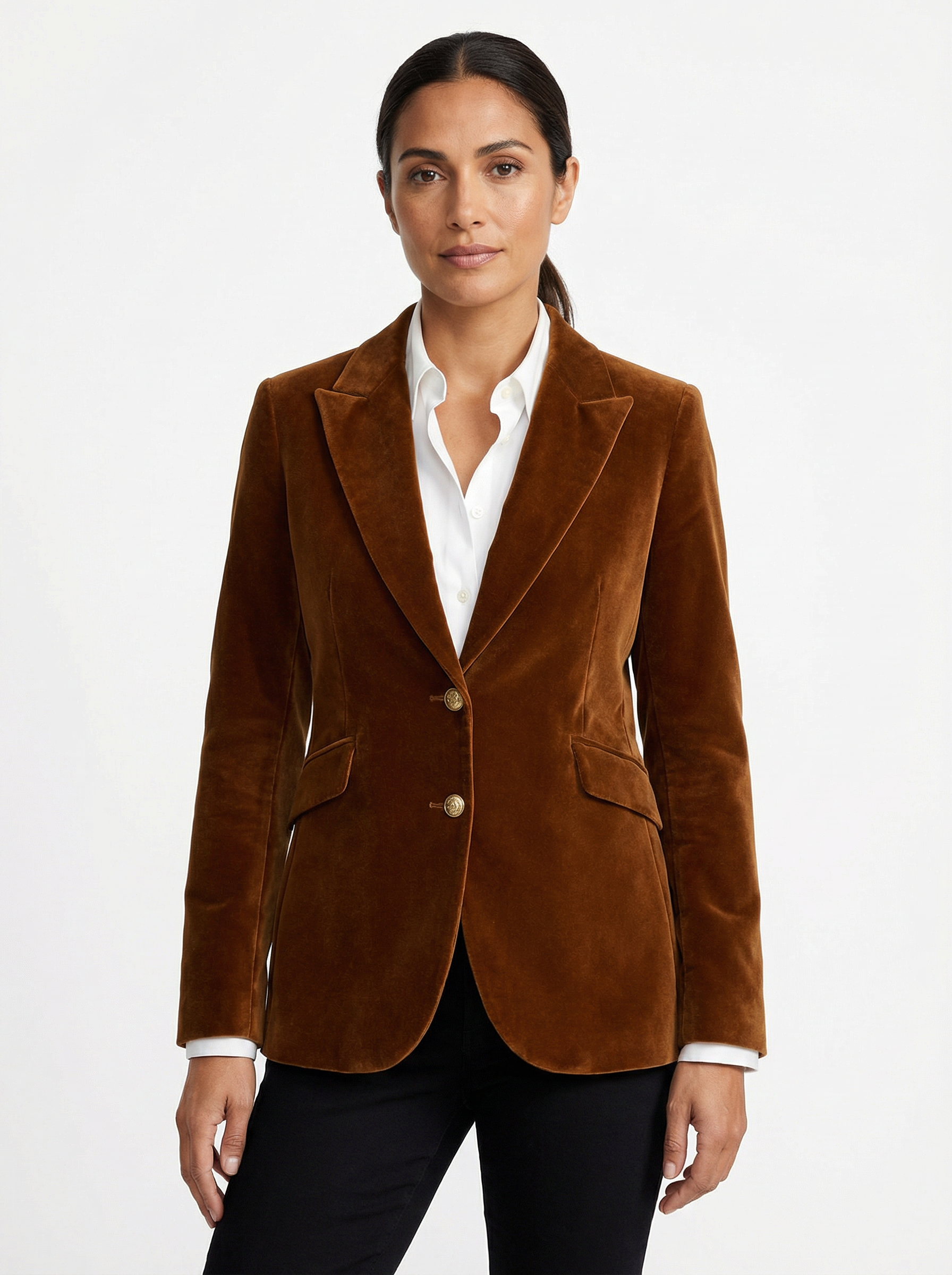 Blazer Women Tailored Fit Classic Lapel Gold Button Details
