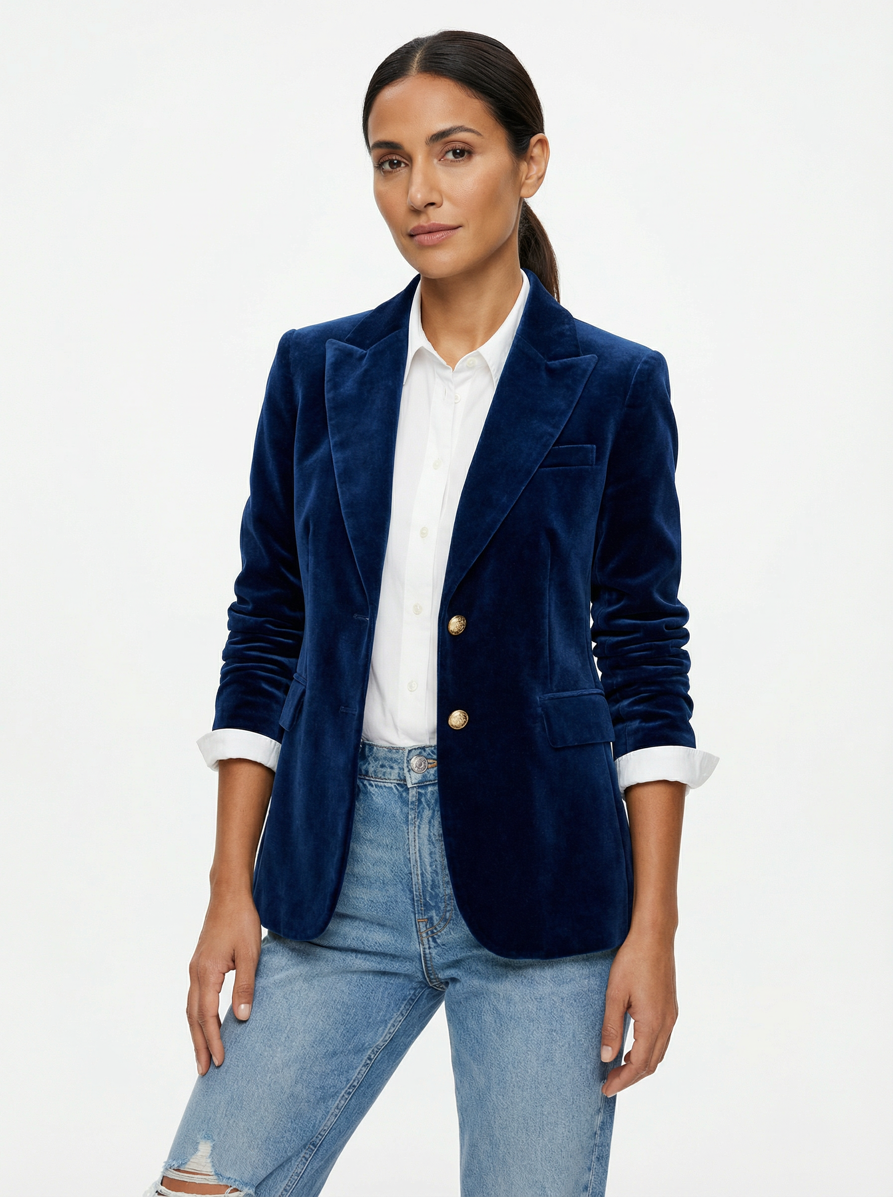 Blazer Women Tailored Fit Classic Lapel Gold Button Details