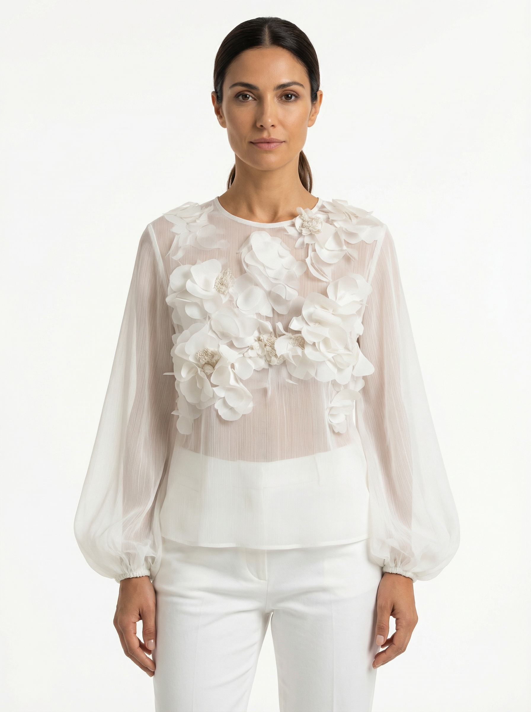 Top Women 3D Floral Detail Relaxed Silhouette