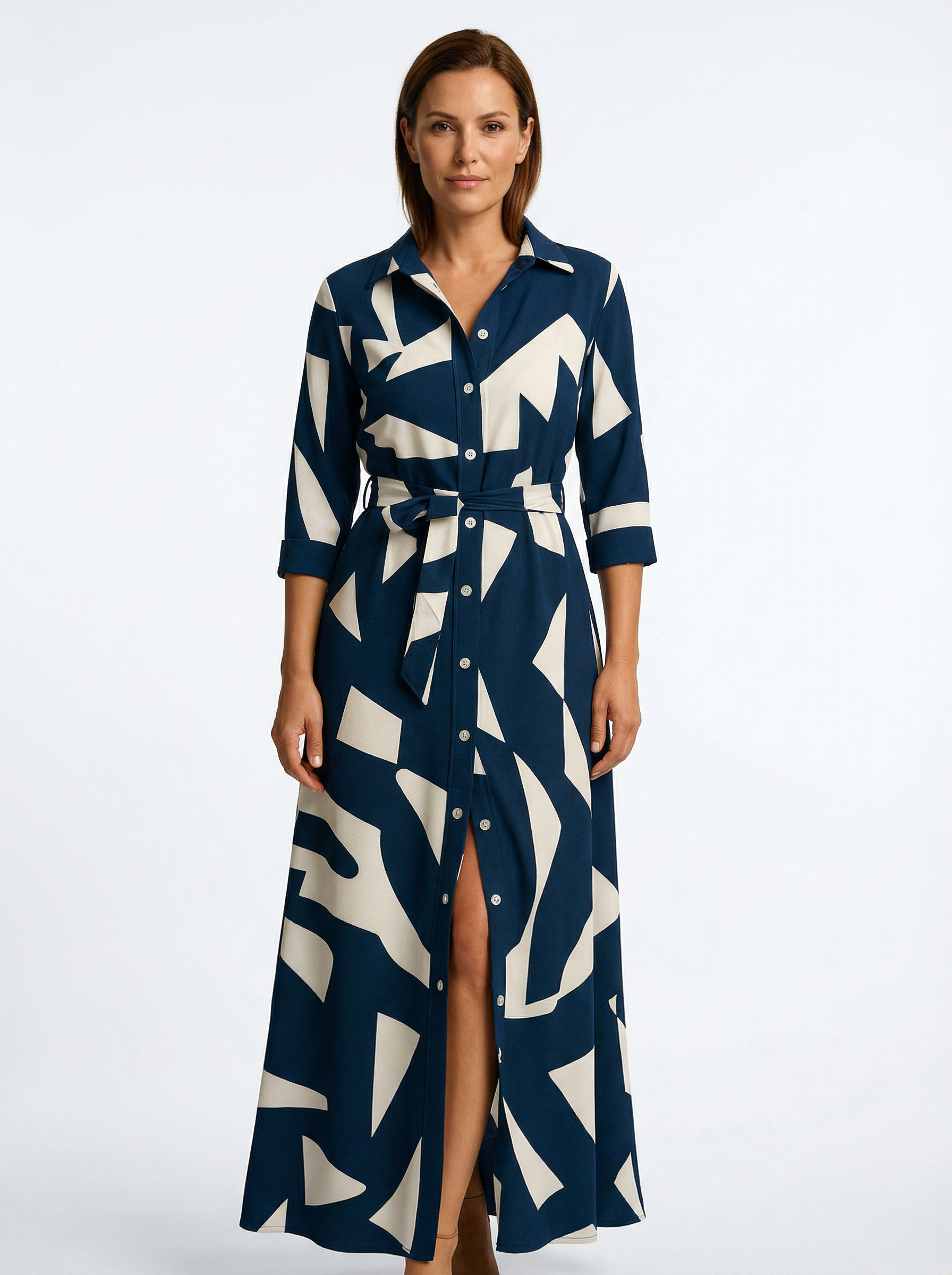 Dress Women Maxi Loose Fit 3/4 Sleeve Elegant