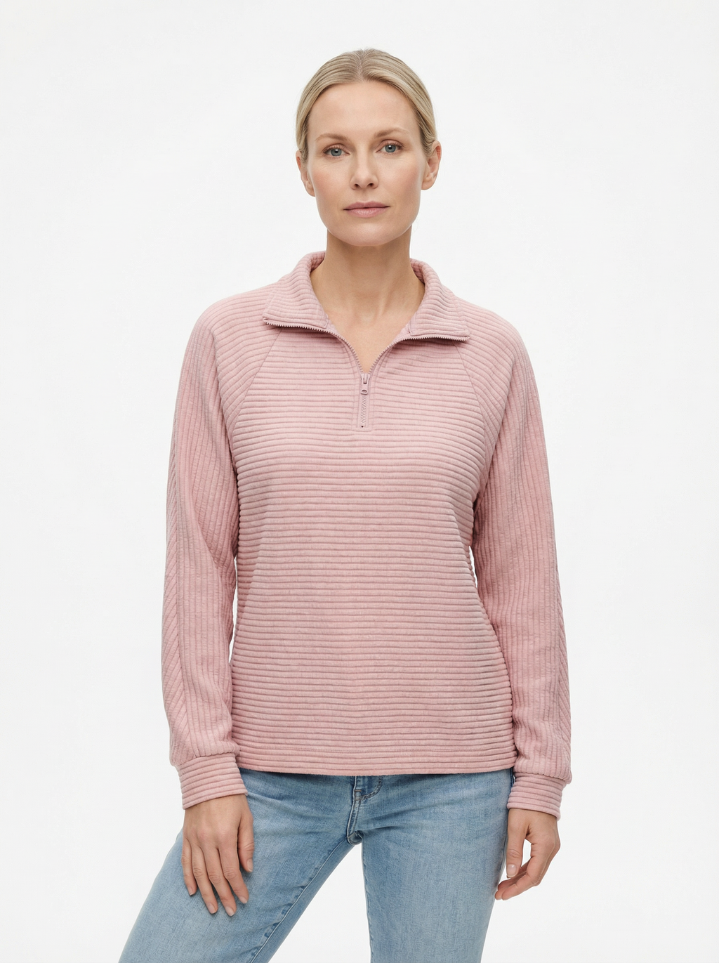 Sweater Women V‑Neck Zip Front Classic Silhouette