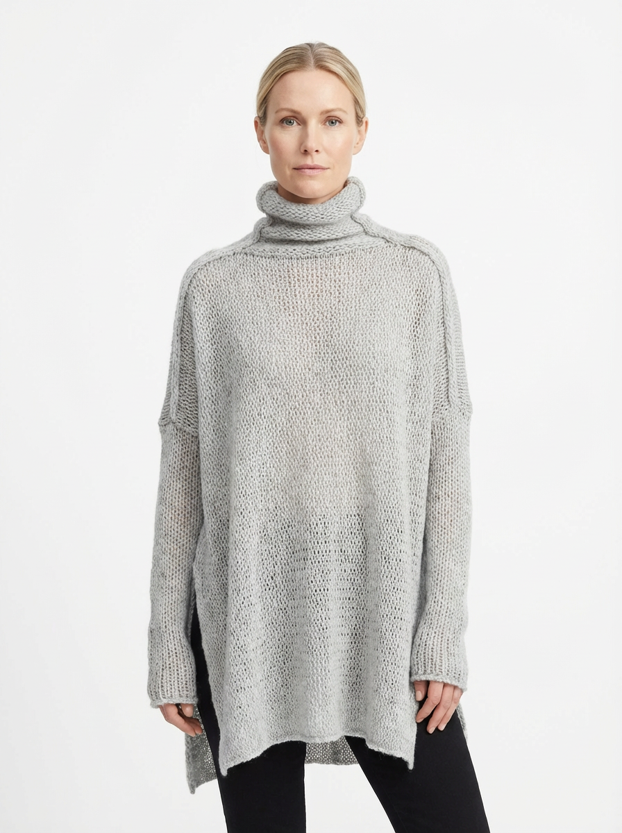 Oversized Turtleneck Sweater Women Loose Fit Hip-Length