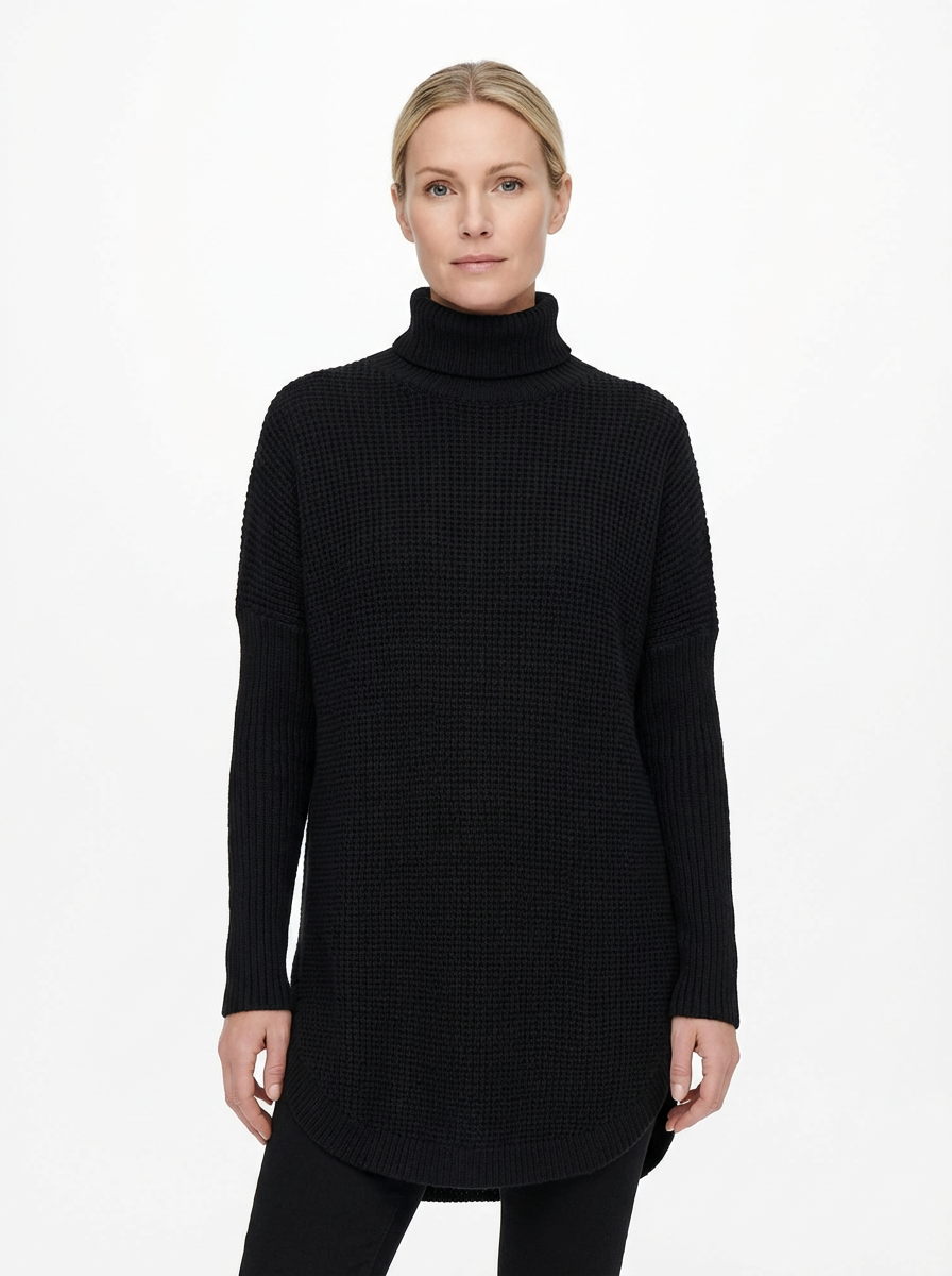 Oversized Turtleneck Sweater Women Loose Fit Hip-Length