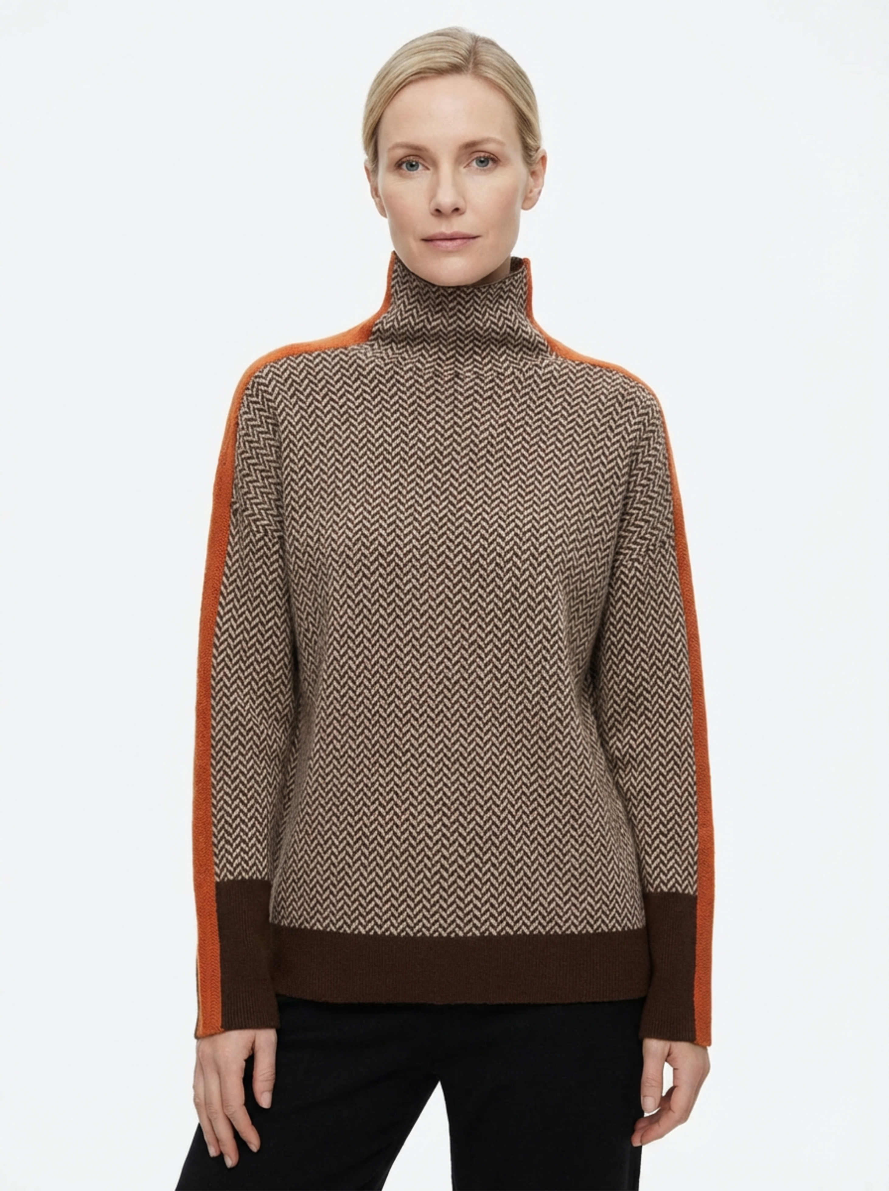 Turtleneck Sweater Women Ribbed Neck Regular Fit