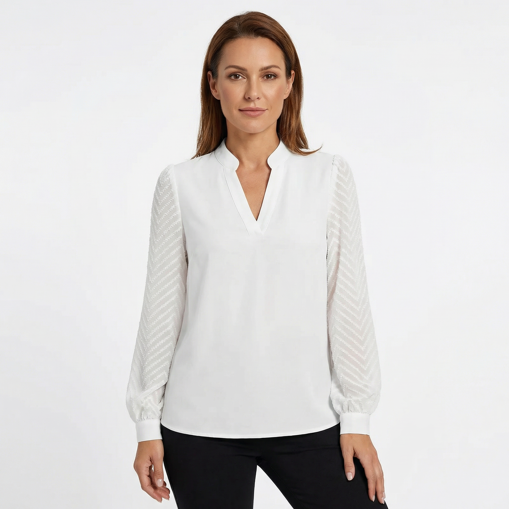 Top Women V‑Neck Smooth Draped Silhouette