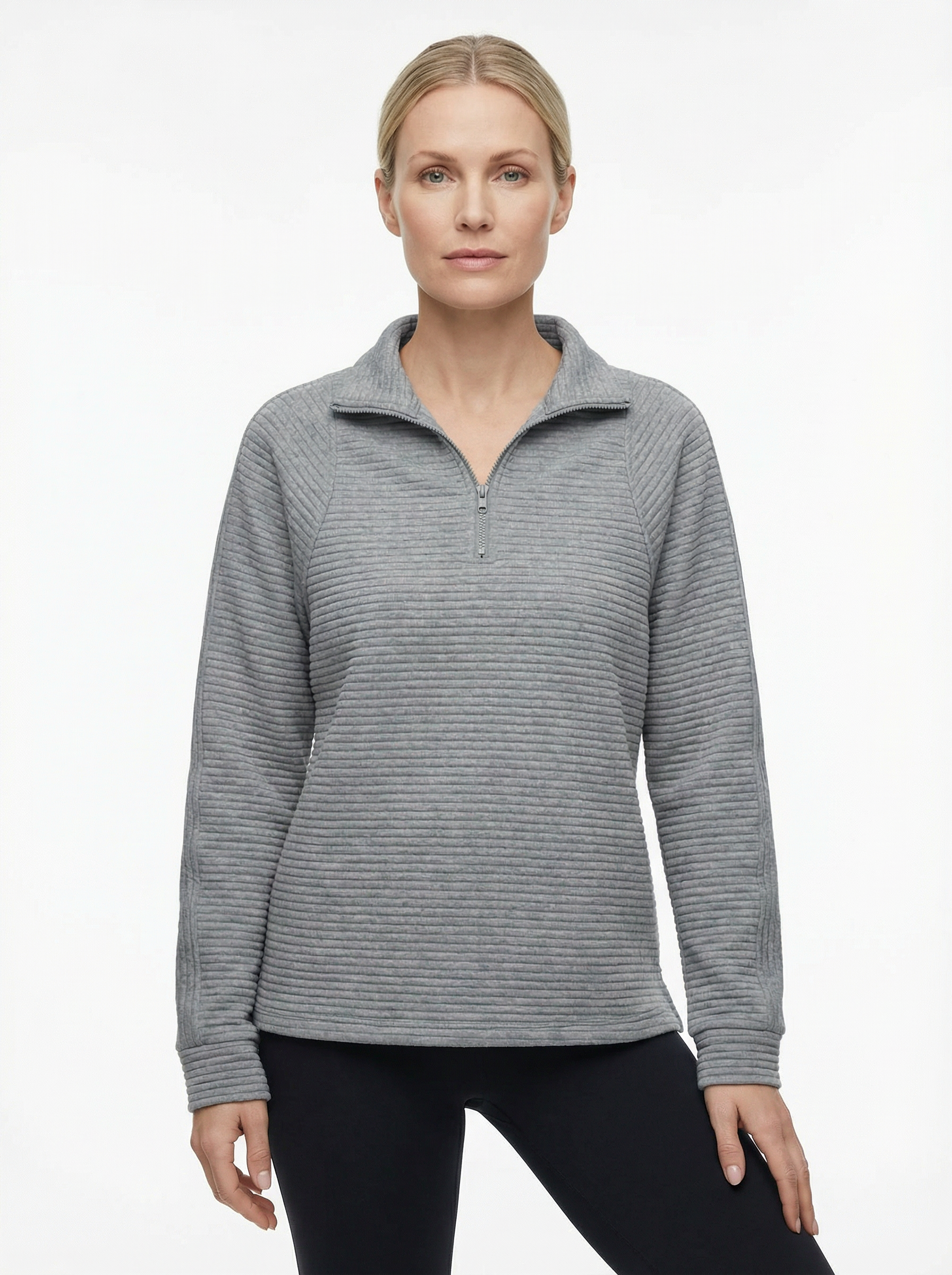 Sweater Women V‑Neck Zip Front Classic Silhouette