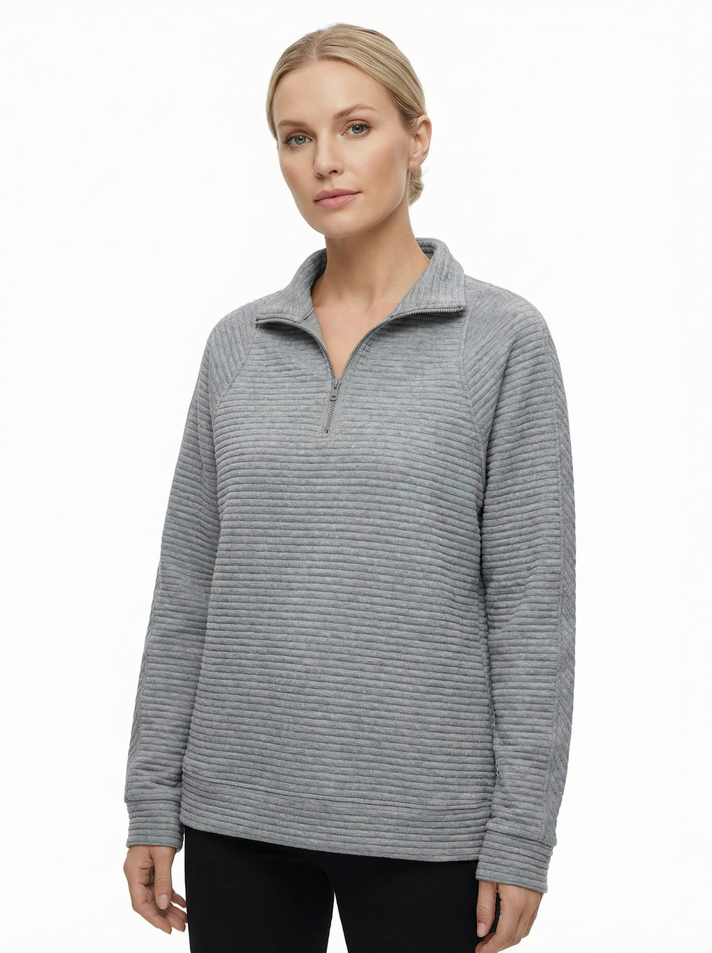 Sweater Women V‑Neck Zip Front Classic Silhouette