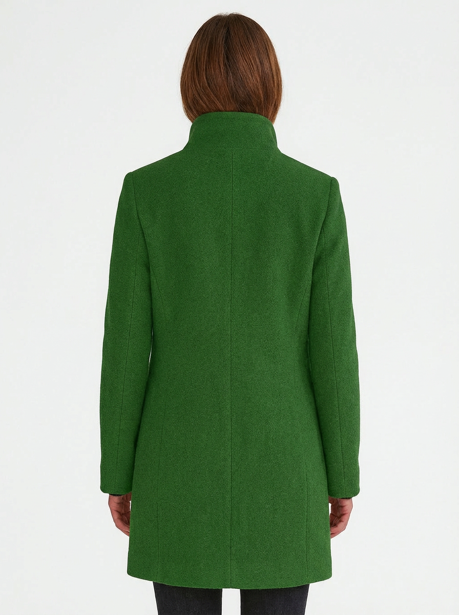High-Collar Jacket Women Stand-Up Collar Longline Silhouette