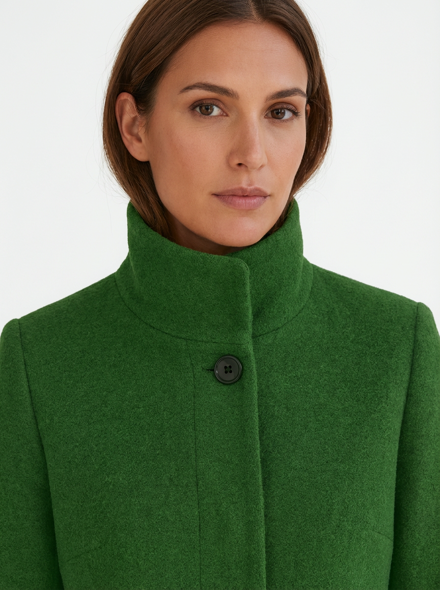 High-Collar Jacket Women Stand-Up Collar Longline Silhouette