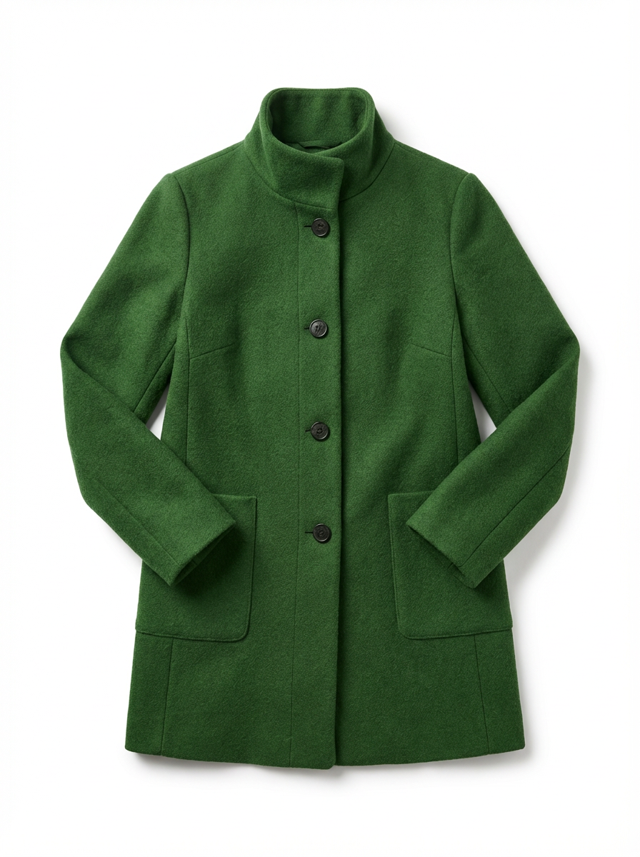 High-Collar Jacket Women Stand-Up Collar Longline Silhouette