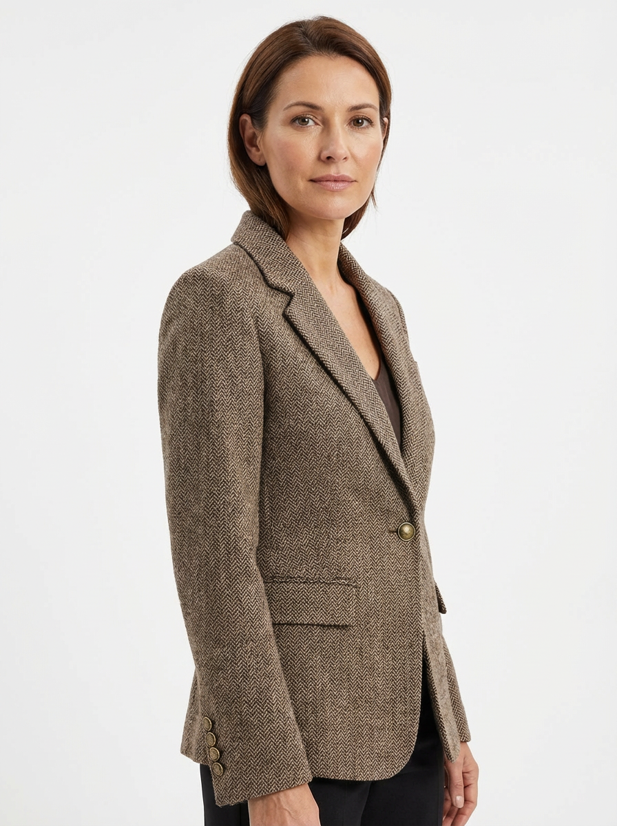 Blazer Women Functional Pockets Single-Breasted Tailored Cut